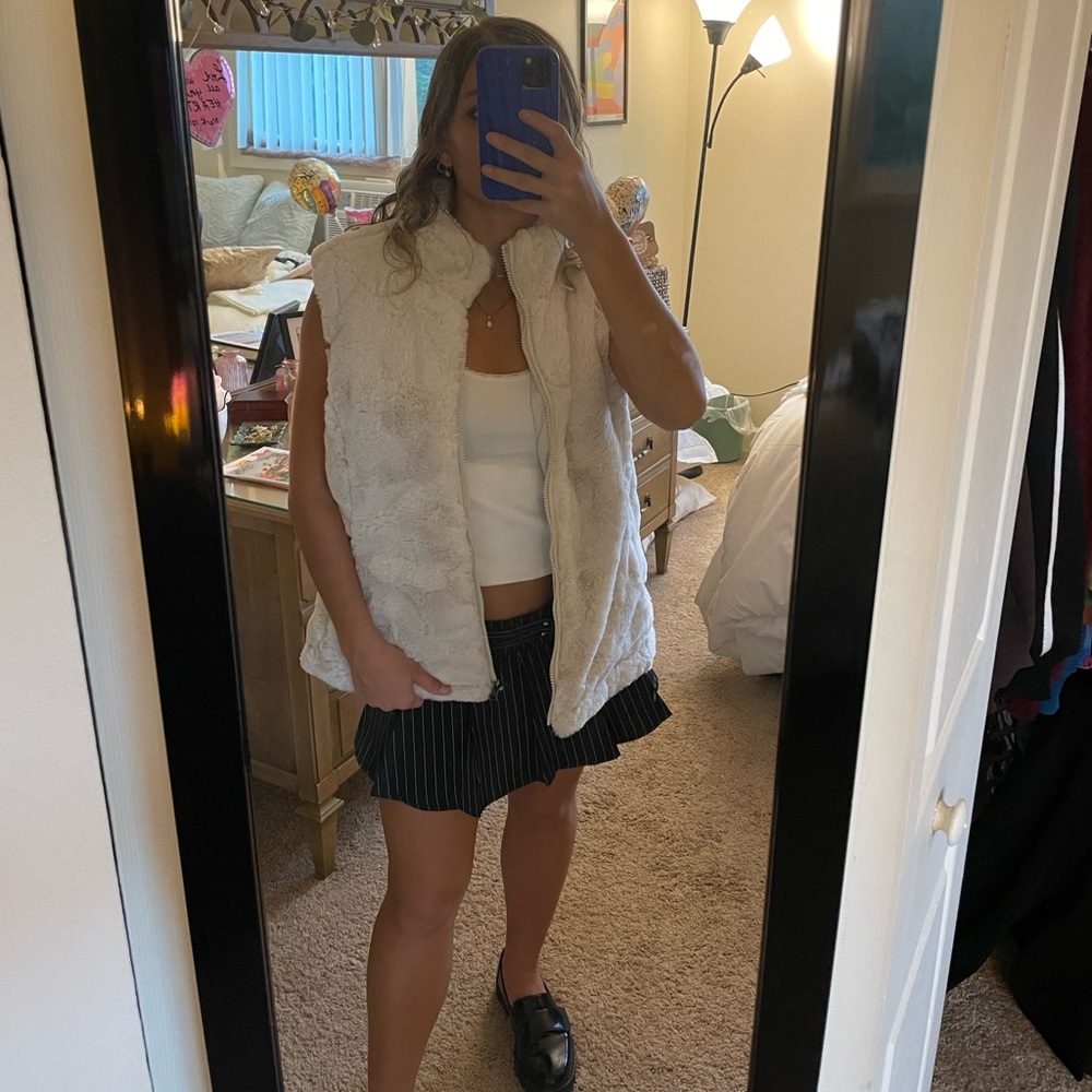Oversized faux fur reversible vest